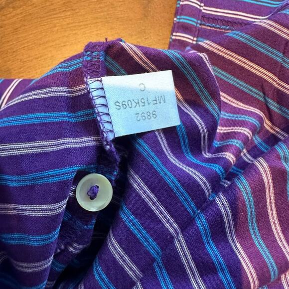 Peter Millar Country Club Golf Polo Shirt Purple Turquoise White Striped Large - Picture 5 of 7